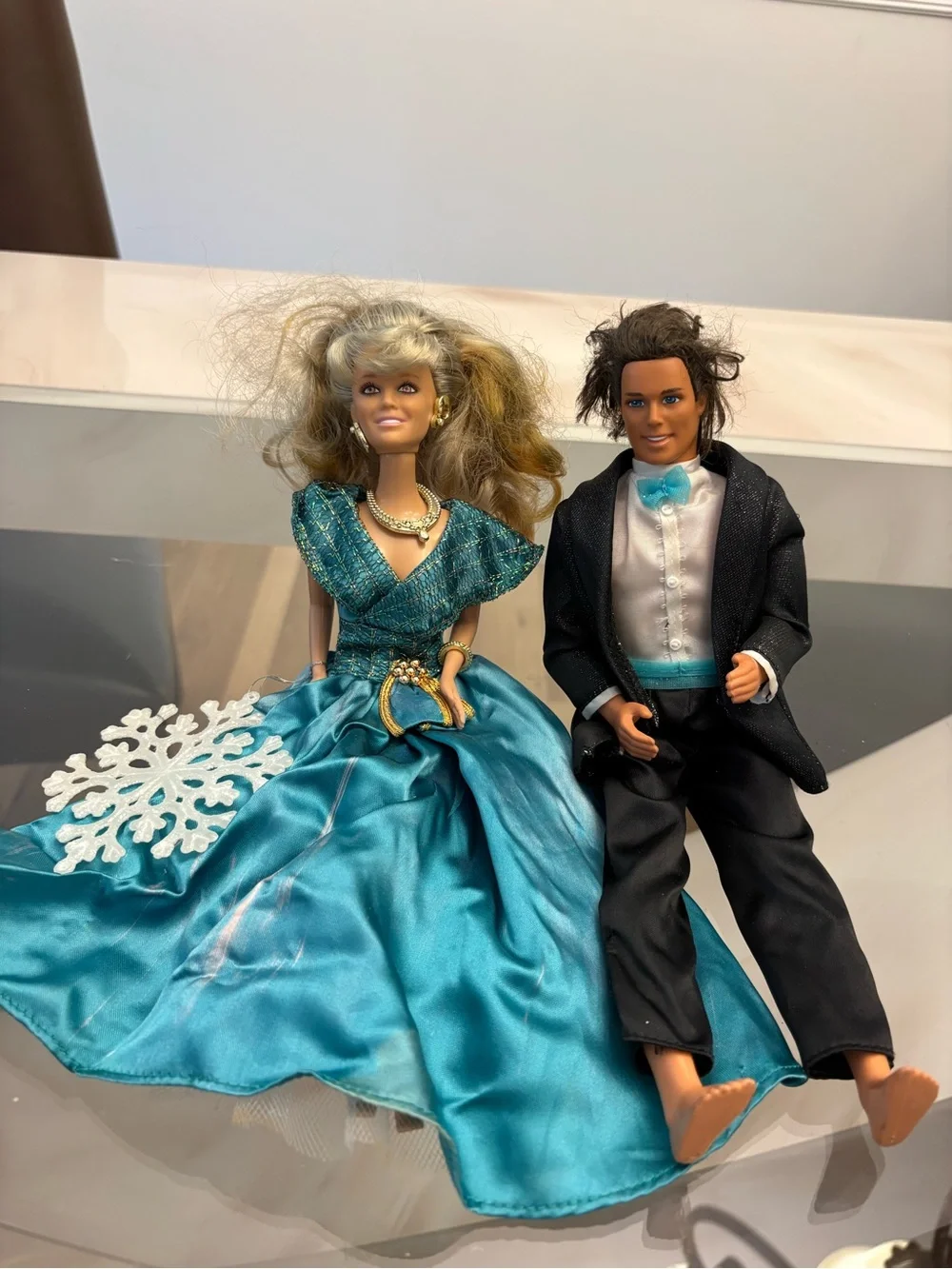 Barbie Ken Fashion Doll Lot 2 11 in Wedding Gown & Tux Removable Clothes 1997